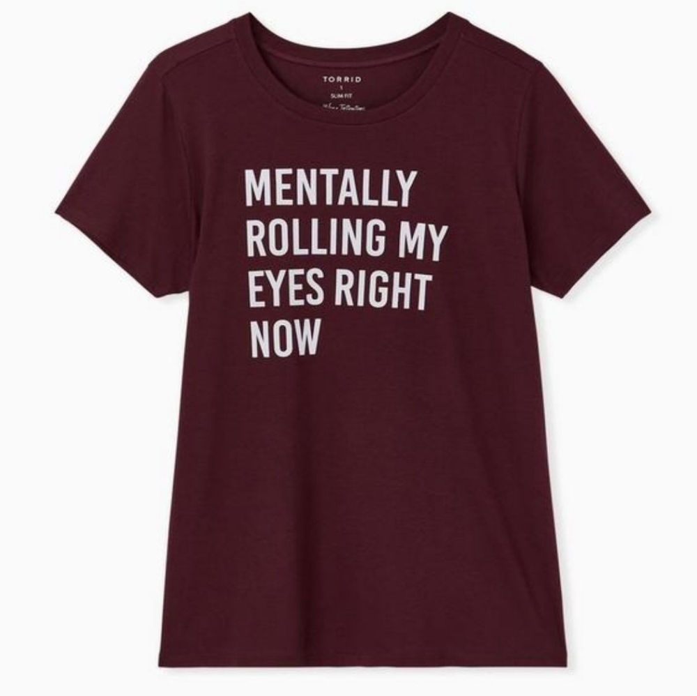 Torrid Maroon Tee with White Text